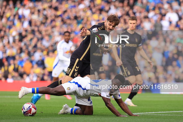 Wilfried Gnonto (Leeds United) goes down but isn't given a penalty during the Sky Bet Championship match between Leeds United and Coventry C...