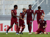 Gabriel Bohrer Mentz of Gzira United reacts in celebration after scoring the 1-1 goal during the Malta 360 Sports Premier League soccer matc...