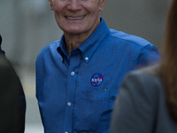 Astronaut, US Senator, and NASA Director Bill Nelson talks with astronaut Nick Hague's family during the Crew 9 walkout, in Kennedy Space Ce...