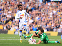 Largie Ramazani (Leeds United) is denied by Ben Wilson (Coventry City) during the Sky Bet Championship match between Leeds United and Covent...