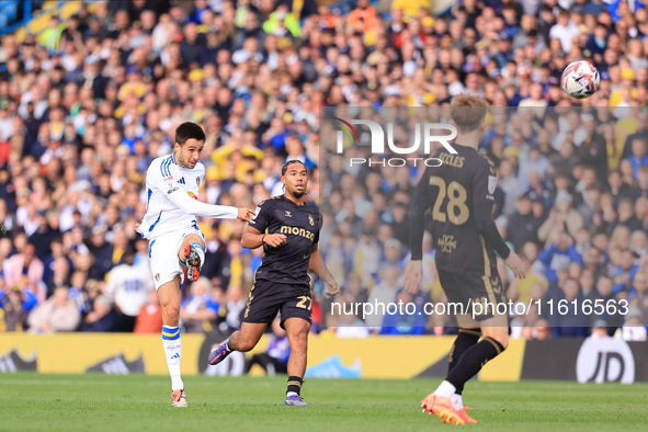 Ilia Gruev (Leeds United) shoots from distance during the Sky Bet Championship match between Leeds United and Coventry City at Elland Road i...