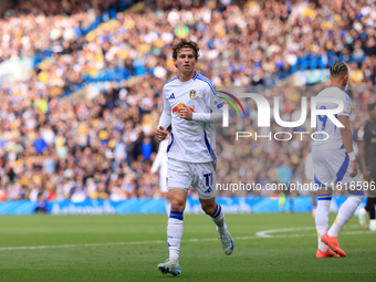 Brenden Aaronson (Leeds United) during the Sky Bet Championship match between Leeds United and Coventry City at Elland Road in Leeds, Englan...