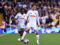 Brenden Aaronson (Leeds United) is overlapped by Wilfried Gnonto (Leeds United) during the Sky Bet Championship match between Leeds United a...