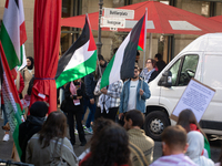 About a hundred pro-Palestinian protesters gather in Bonn, Germany, on September 28, 2024, and protest against Israel's attack in Lebanon, d...