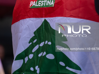 About a hundred pro-Palestinian protesters gather in Bonn, Germany, on September 28, 2024, and protest against Israel's attack in Lebanon, d...