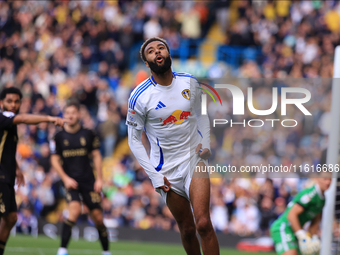 Jayden Bogle (Leeds United) comes close with a shot during the Sky Bet Championship match between Leeds United and Coventry City at Elland R...