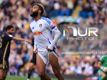 Jayden Bogle (Leeds United) comes close with a shot during the Sky Bet Championship match between Leeds United and Coventry City at Elland R...