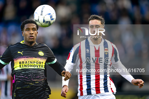 PSV Eindhoven defender Ryan Flamingo and Willem II midfielder Boris Lambert during the match Willem II vs. PSV at the Koning Willem II stadi...