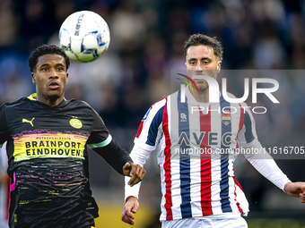 PSV Eindhoven defender Ryan Flamingo and Willem II midfielder Boris Lambert during the match Willem II vs. PSV at the Koning Willem II stadi...