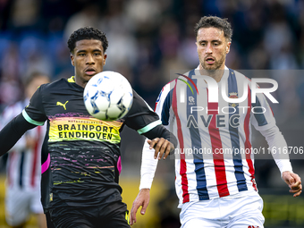 PSV Eindhoven defender Ryan Flamingo and Willem II midfielder Boris Lambert during the match Willem II vs. PSV at the Koning Willem II stadi...