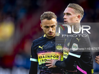 PSV Eindhoven forward Noa Lang and PSV Eindhoven defender Rick Karsdorp during the match between Willem II and PSV at the Koning Willem II S...