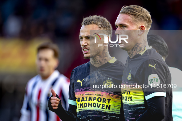 PSV Eindhoven forward Noa Lang and PSV Eindhoven defender Rick Karsdorp during the match between Willem II and PSV at the Koning Willem II S...