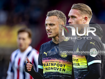 PSV Eindhoven forward Noa Lang and PSV Eindhoven defender Rick Karsdorp during the match between Willem II and PSV at the Koning Willem II S...