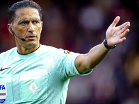 Referee Serdar Gozubuyuk officiates the match between Willem II and PSV at the Koning Willem II stadium for the Dutch Eredivisie season 2024...