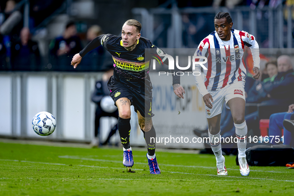 PSV Eindhoven defender Rick Karsdorp and Willem II forward Amar Fatah during the match Willem II vs. PSV at the Koning Willem II stadium for...