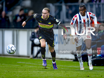 PSV Eindhoven defender Rick Karsdorp and Willem II forward Amar Fatah during the match Willem II vs. PSV at the Koning Willem II stadium for...