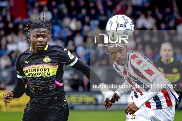 PSV Eindhoven forward Johan Bakayoko and Willem II forward Amar Fatah during the match Willem II vs. PSV at the Koning Willem II stadium for...