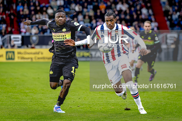 PSV Eindhoven forward Johan Bakayoko and Willem II forward Amar Fatah during the match Willem II vs. PSV at the Koning Willem II stadium for...