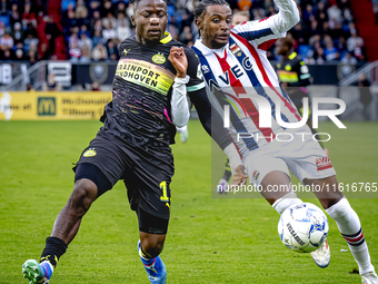 PSV Eindhoven forward Johan Bakayoko and Willem II forward Amar Fatah during the match Willem II vs. PSV at the Koning Willem II stadium for...