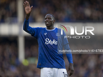 Abdoulaye Doucoure #16 of Everton F.C. at full time during the Premier League match between Everton and Crystal Palace at Goodison Park in L...