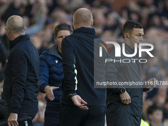 Everton F.C. manager Sean Dyche and Crystal Palace F.C. manager Oliver Glasner shake hands at full time during the Premier League match betw...