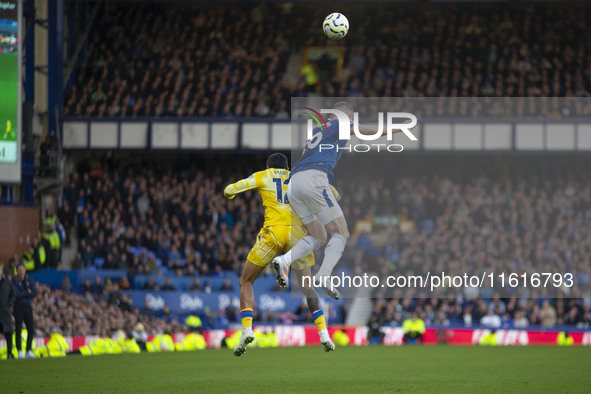 During the Premier League match between Everton and Crystal Palace at Goodison Park in Liverpool, England, on September 28, 2024. 