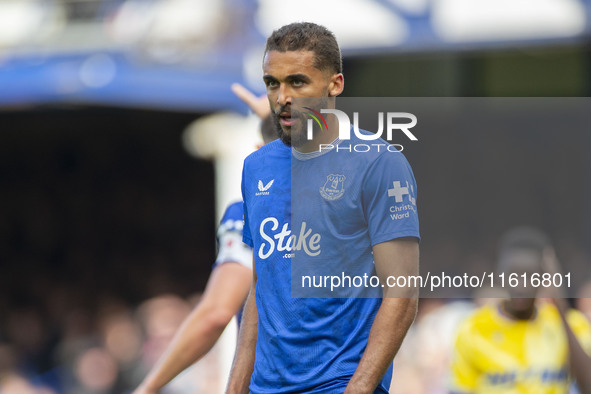 Dominic Calvert-Lewin #9 of Everton F.C. during the Premier League match between Everton and Crystal Palace at Goodison Park in Liverpool, E...