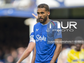 Dominic Calvert-Lewin #9 of Everton F.C. during the Premier League match between Everton and Crystal Palace at Goodison Park in Liverpool, E...