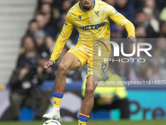 Daniel Munoz #12 of Crystal Palace F.C. during the Premier League match between Everton and Crystal Palace at Goodison Park in Liverpool, En...