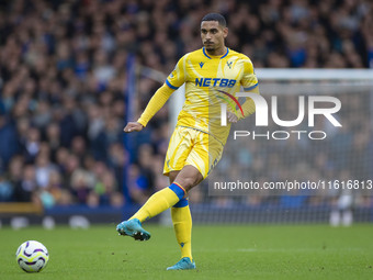 Maxence Lacroix #5 of Crystal Palace F.C. during the Premier League match between Everton and Crystal Palace at Goodison Park in Liverpool,...