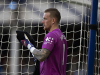 Jordan Pickford #1 (GK) of Everton F.C. during the Premier League match between Everton and Crystal Palace at Goodison Park in Liverpool, En...