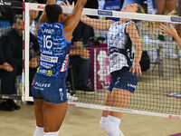 Nika Daalderop of Vero Volley Milano is in action during the Supercoppa Fineco Lega Volley Femminile between Prosecco Doc Imoco Conegliano a...