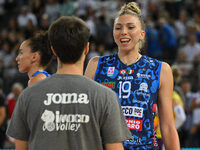 Sarah Fahr of Prosecco Doc Imoco Conegliano participates in the Supercoppa Fineco Lega Volley Femminile between Prosecco Doc Imoco Coneglian...