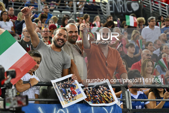 Supporters attend the Supercoppa Fineco Lega Volley Femminile between Prosecco Doc Imoco Conegliano and Vero Volley Milano at Palazzo dello...