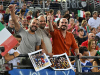 Supporters attend the Supercoppa Fineco Lega Volley Femminile between Prosecco Doc Imoco Conegliano and Vero Volley Milano at Palazzo dello...