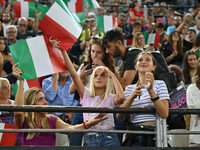 Supporters attend the Supercoppa Fineco Lega Volley Femminile between Prosecco Doc Imoco Conegliano and Vero Volley Milano at Palazzo dello...