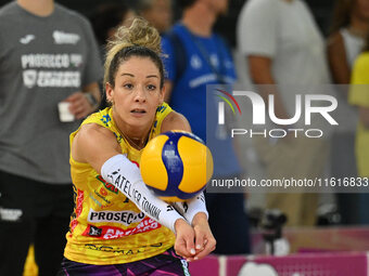 Monica De Gennaro of Prosecco Doc Imoco Conegliano participates in the Supercoppa Fineco Lega Volley Femminile between Prosecco Doc Imoco Co...