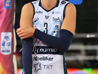 Ludovica Guidi of Vero Volley Milano participates in the Supercoppa Fineco Lega Volley Femminile between Prosecco Doc Imoco Conegliano and V...