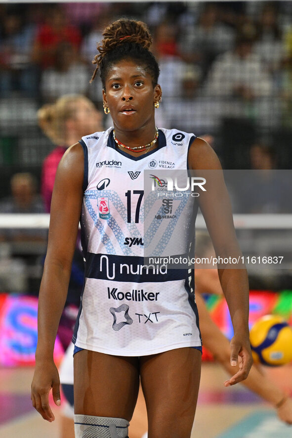 Myriam Sylla of Vero Volley Milano participates in the Supercoppa Fineco Lega Volley Femminile between Prosecco Doc Imoco Conegliano and Ver...