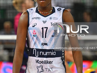 Myriam Sylla of Vero Volley Milano participates in the Supercoppa Fineco Lega Volley Femminile between Prosecco Doc Imoco Conegliano and Ver...