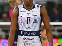 Myriam Sylla of Vero Volley Milano participates in the Supercoppa Fineco Lega Volley Femminile between Prosecco Doc Imoco Conegliano and Ver...