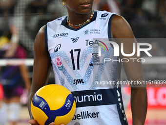 Myriam Sylla of Vero Volley Milano participates in the Supercoppa Fineco Lega Volley Femminile between Prosecco Doc Imoco Conegliano and Ver...