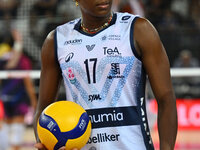 Myriam Sylla of Vero Volley Milano participates in the Supercoppa Fineco Lega Volley Femminile between Prosecco Doc Imoco Conegliano and Ver...