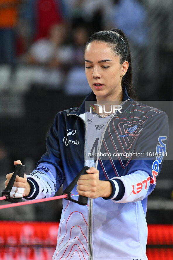 Radostina Marinova of Vero Volley Milano participates in the Supercoppa Fineco Lega Volley Femminile between Prosecco Doc Imoco Conegliano a...