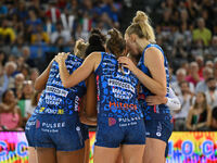 Prosecco Doc Imoco Conegliano plays against Vero Volley Milano during the Supercoppa Fineco Lega Volley Femminile at Palazzo dello Sport in...