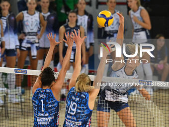 Helena Cazaute of Vero Volley Milano is in action during the Supercoppa Fineco Lega Volley Femminile between Prosecco Doc Imoco Conegliano a...