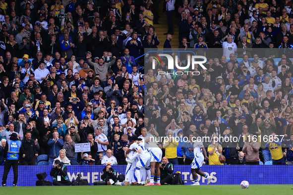 Jayden Bogle (Leeds United) scores his team's second goal during the Sky Bet Championship match between Leeds United and Coventry City at El...