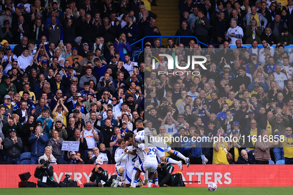 Jayden Bogle (Leeds United) scores his team's second goal during the Sky Bet Championship match between Leeds United and Coventry City at El...