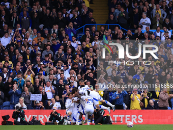 Jayden Bogle (Leeds United) scores his team's second goal during the Sky Bet Championship match between Leeds United and Coventry City at El...