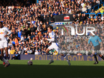 Brenden Aaronson (Leeds United) during the Sky Bet Championship match between Leeds United and Coventry City at Elland Road in Leeds, Englan...